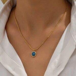 18k Gold Plated Natural Stone Pendant Necklace